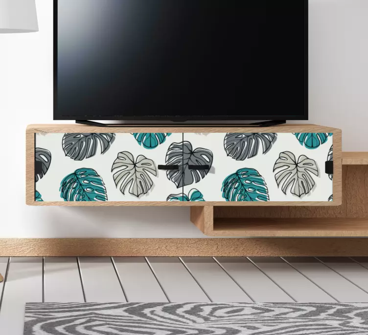 Vinilo para mueble con diseño de hoja monstera - TenVinilo