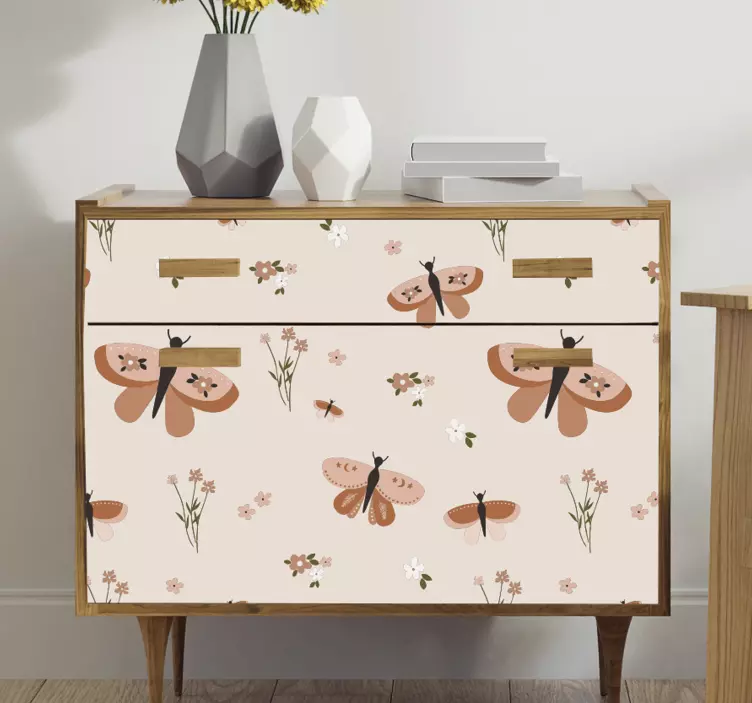 Vinilo para mueble diseño floral mariposa - TenVinilo