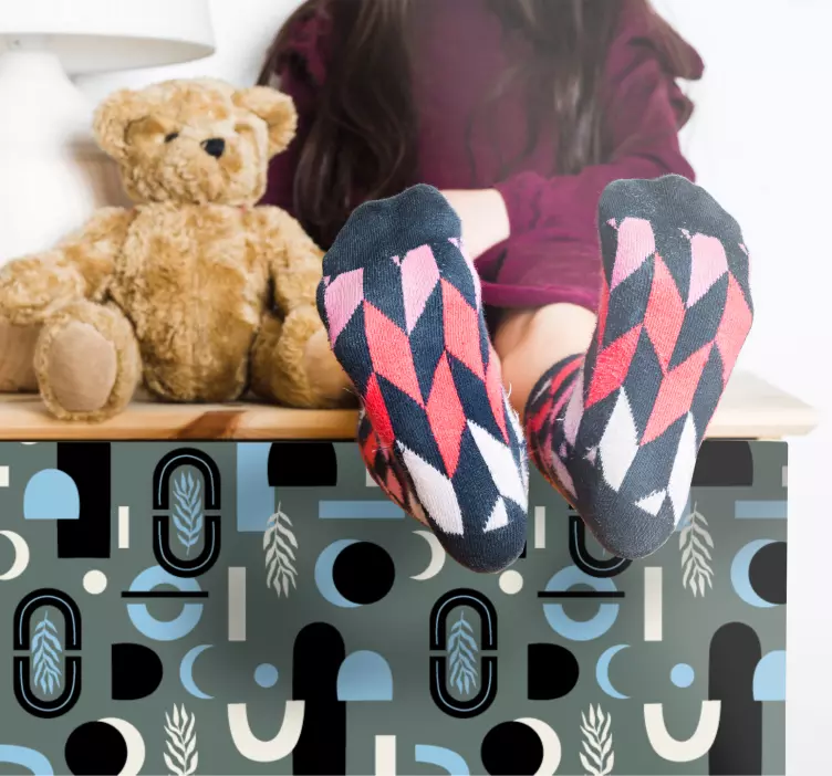 Vinilo para mueble diseño gris con patrones - TenVinilo