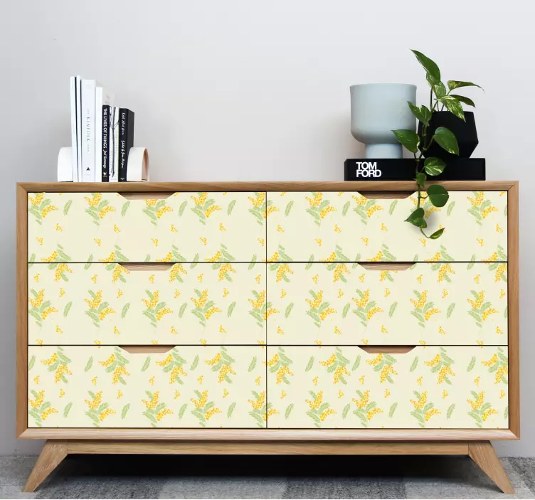 Vinilo para mueble Luz con patrón de mimosa - TenVinilo