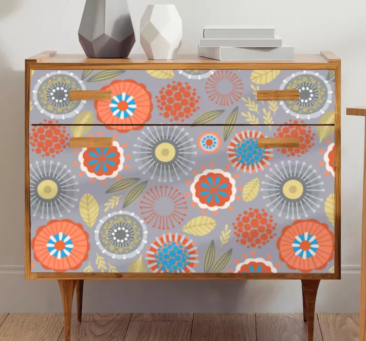 Vinilo para mueble motivo floral vibrante - TenVinilo