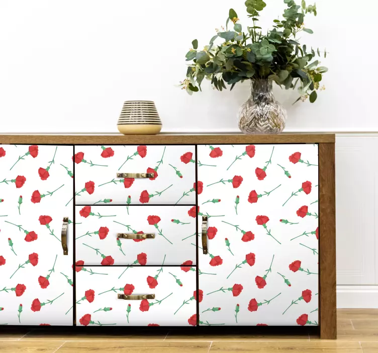 Vinilo para muebles con patrón de claveles - TenVinilo