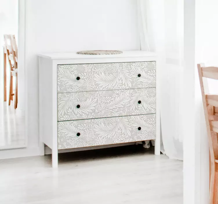 Vinilo para mueble patrón floral blanco - TenVinilo