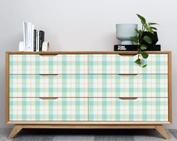 Vinilo para mueble Patrón Vichy Multicolor - TenVinilo