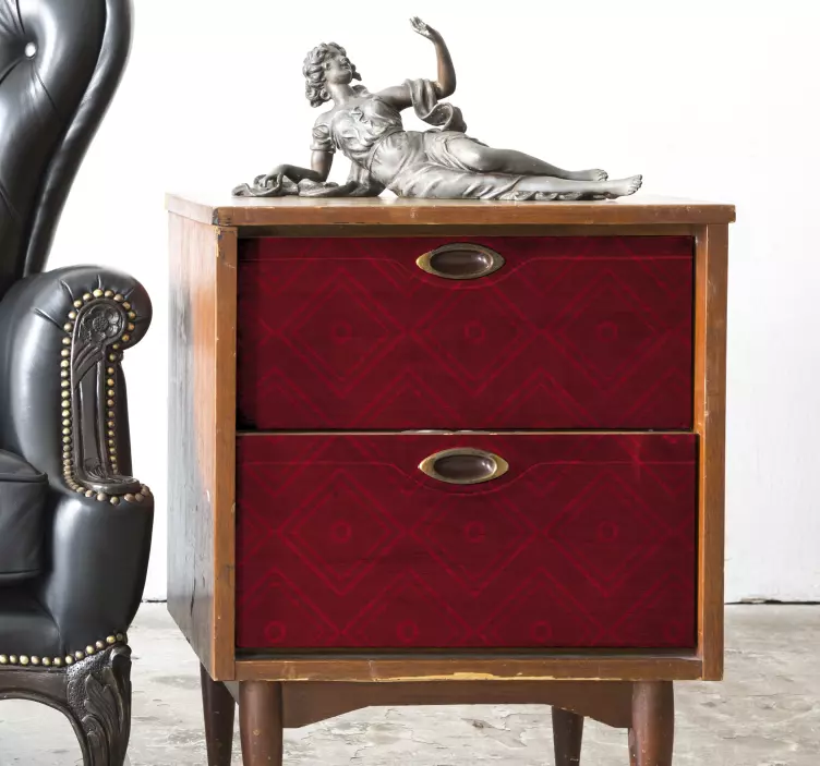 Vinilo muebles de patrones cuadrado rojo vintage - TenVinilo