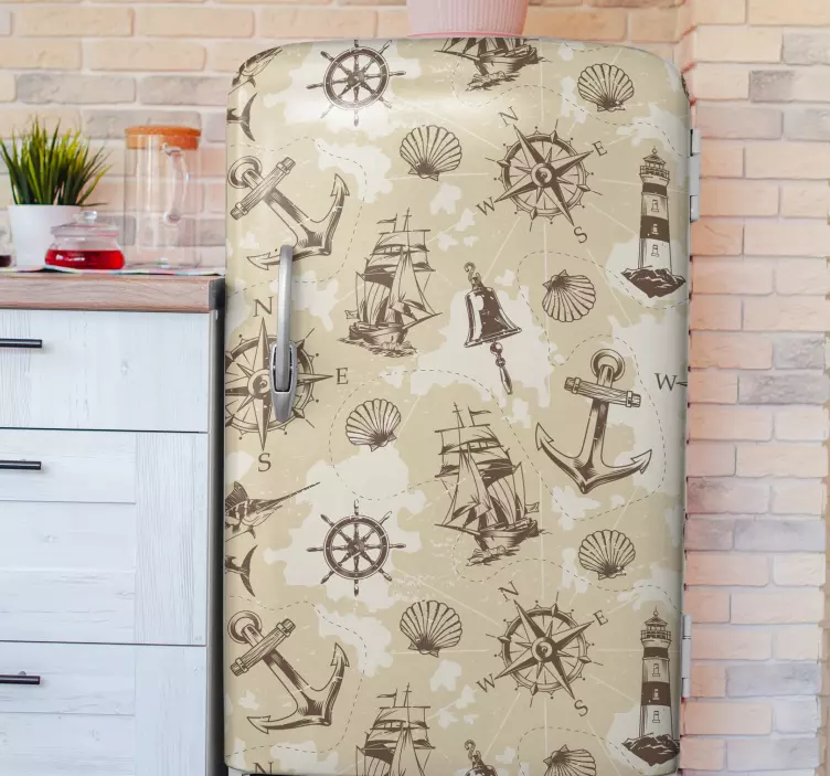 Vinilo para nevera con diseño náutico - TenVinilo