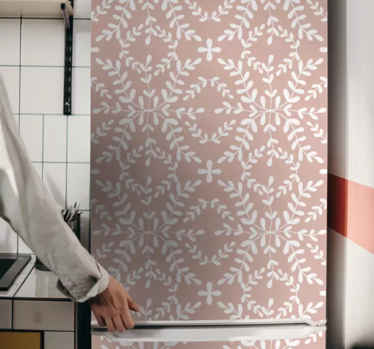 Vinilo para nevera cubierta con motivo floral - TenVinilo