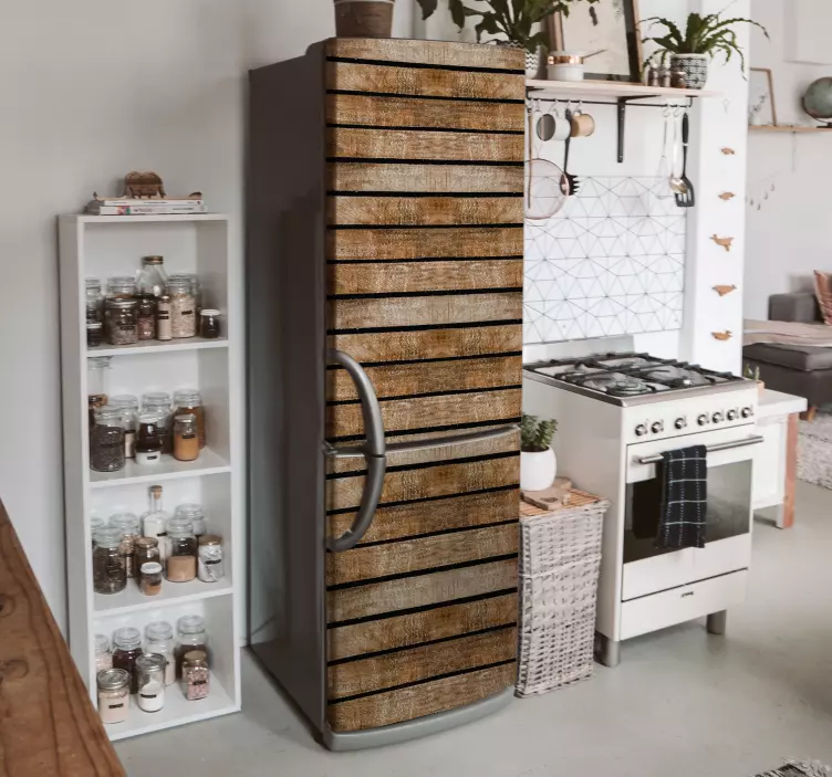 Vinilo nevera efecto tablas de madera - TenVinilo