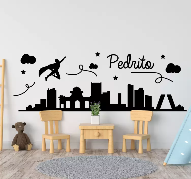 Vinilo infantil superhéroe en Madrid con nombre - TenVinilo