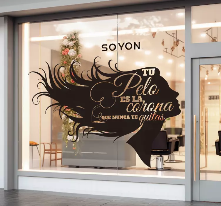 Vinilo para peluquería texto pelo - TenVinilo