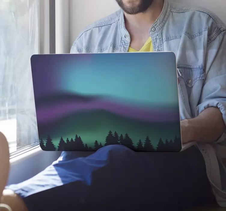 Pegatina para portátil aurora boreal efecto de agua - TenVinilo