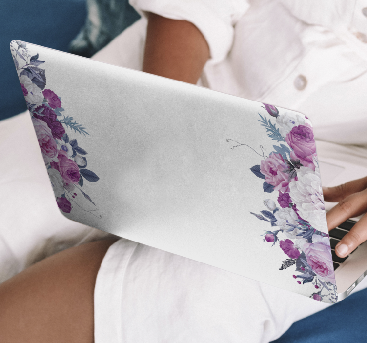 Vinilo para portátil marco de flores - TenVinilo