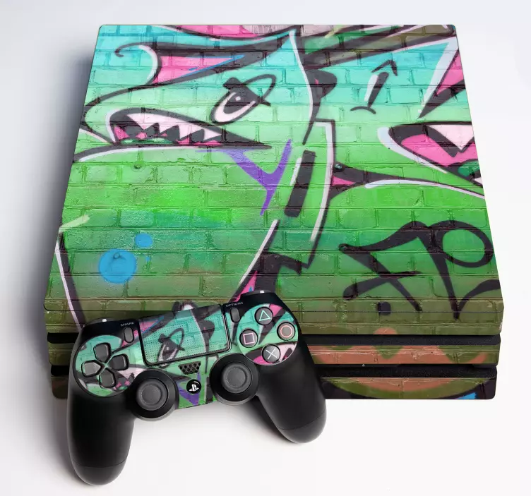 Vinilo PS4 graffiti monstruo verde - TenVinilo