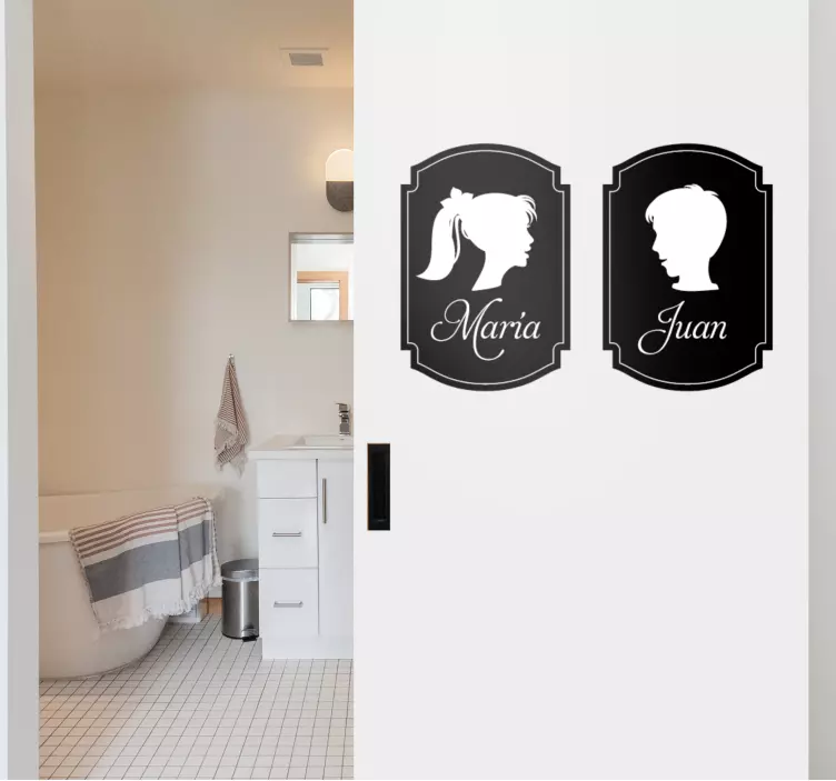 Vinilo para puerta de baño señales hombre mujer - TenVinilo