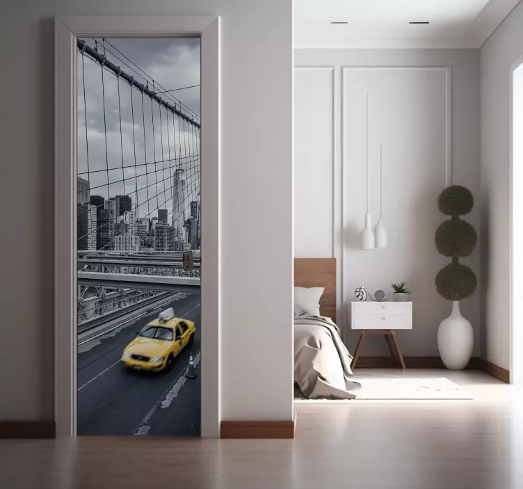 Vinilo para puerta taxi amarillo - TenVinilo