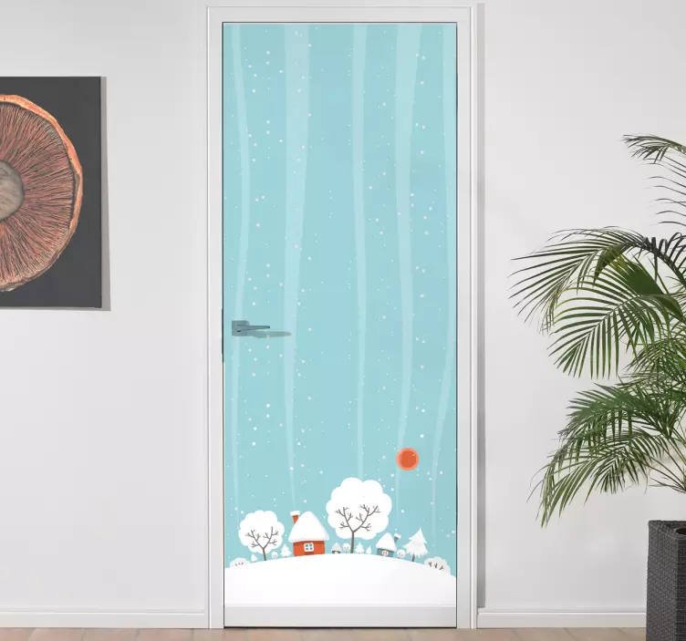 Vinilo para puertas paisaje invernal - TenVinilo