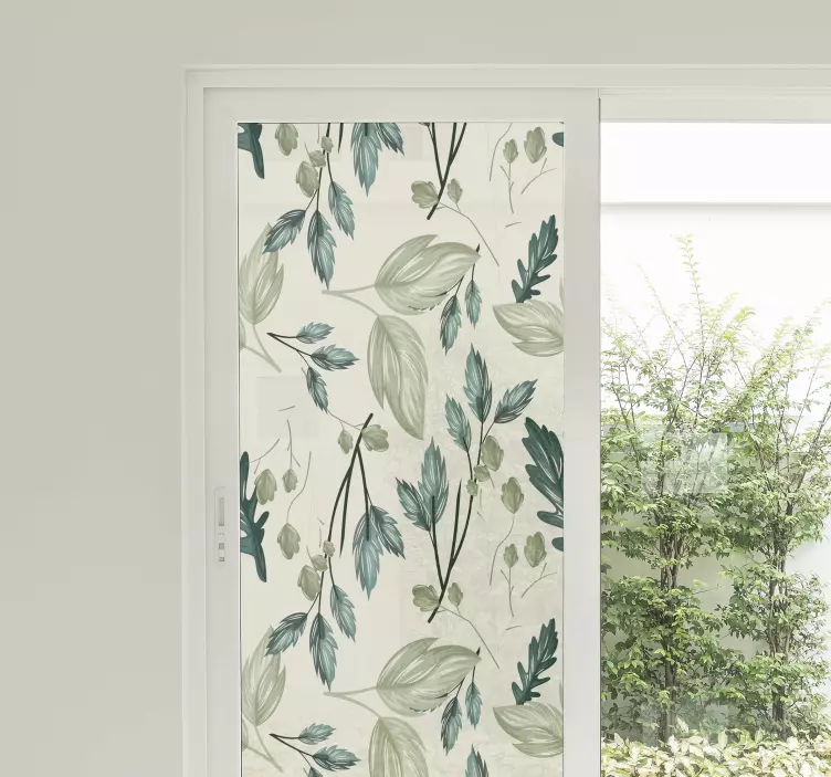 Vinilo translúcido para ventanas mosaico plantas verdes - TenVinilo