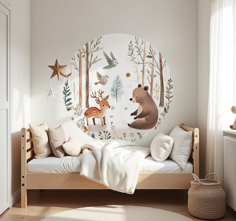 Vinilos infantiles pared bosque circular - TenVinilo