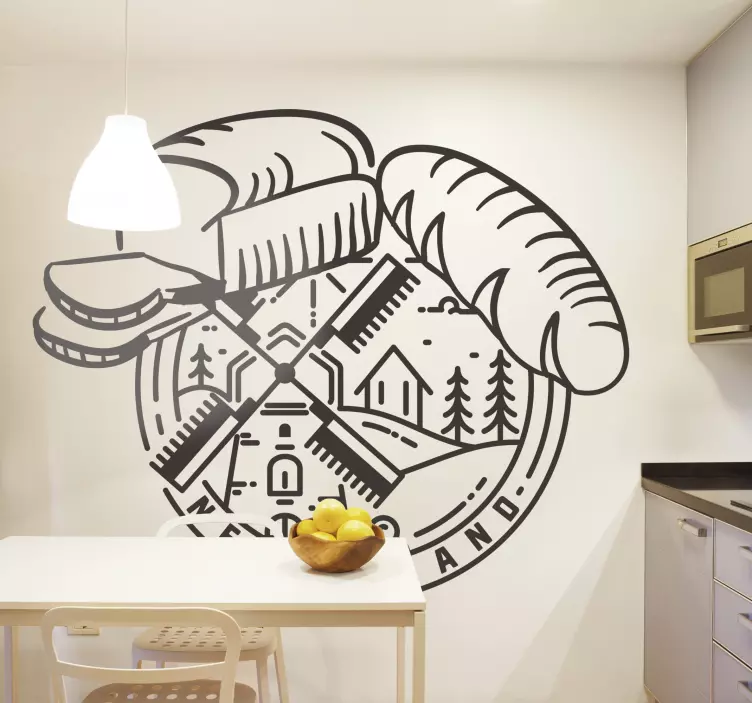 Vinilo pared para cocina de pan y molino - TenVinilo