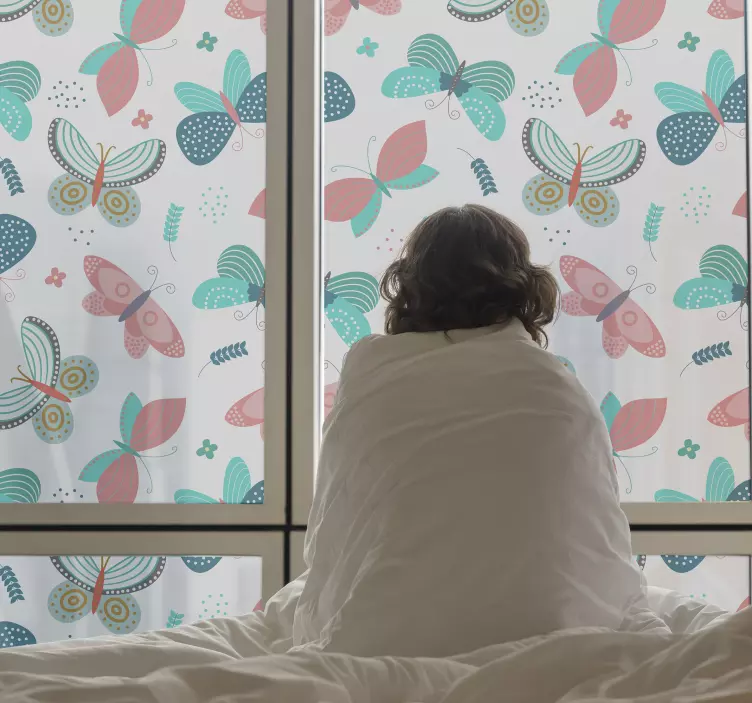 Vinilo para cristal ventana patrón de mariposa colorida - TenVinilo