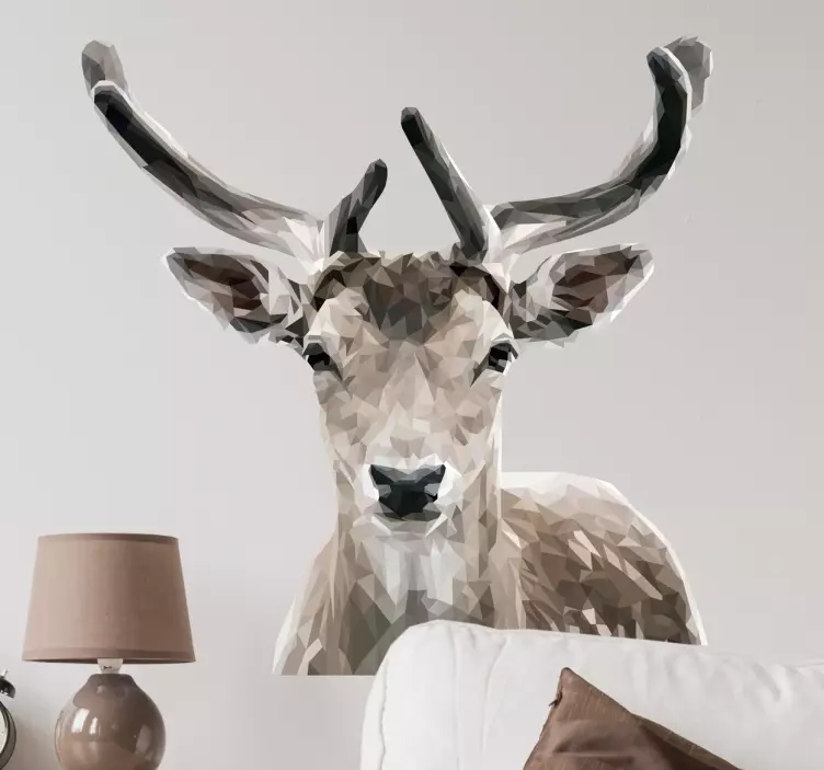 Vinilo pared retrato ciervo poligonal - TenVinilo