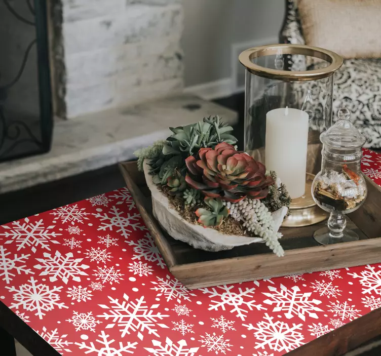 Vinilo patrón de copo de nieve rojo - TenVinilo