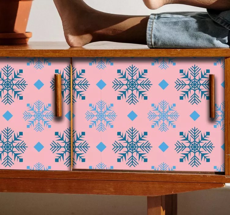 Vinilo patrón de copo de nieve rosa - TenVinilo