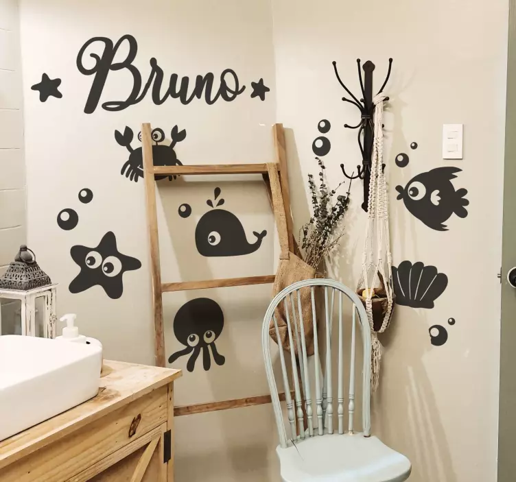 Vinilo personalizable animales marinos - TenVinilo