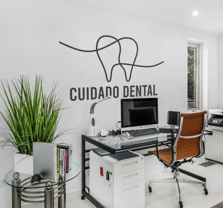Vinilo personalizable dentista line art - TenVinilo