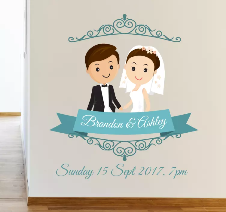 Pegatina boda personalizable para novios - TenVinilo