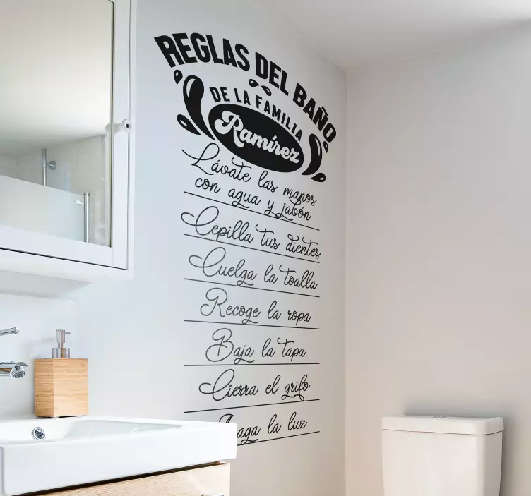 Vinilo para baño reglas del baño personalizadas - TenVinilo