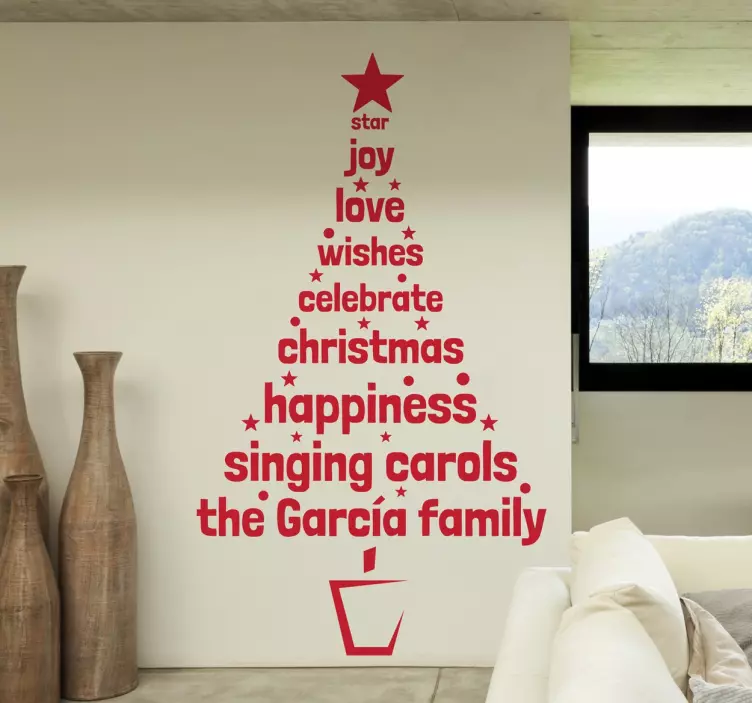 Vinilo personalizable textos árbol navidad - TenVinilo