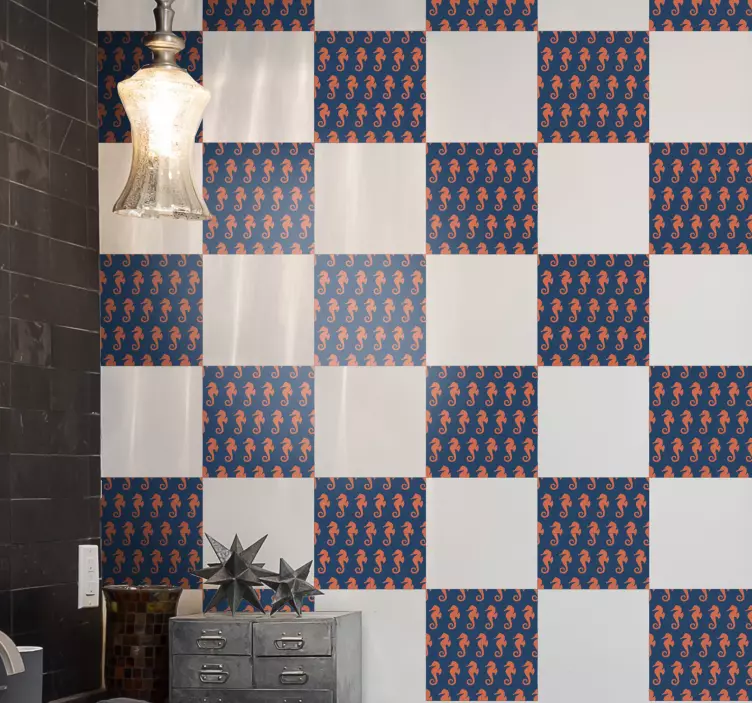 Vinilo pez diseño de patrón de caballito de mar - TenVinilo