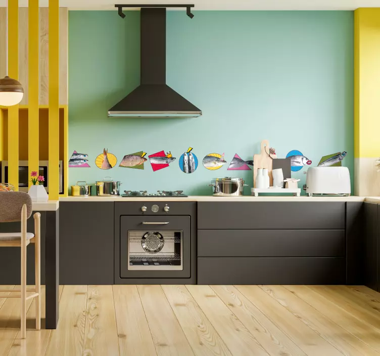 Cenefa adhesiva cocina pescados Kitsch - TenVinilo