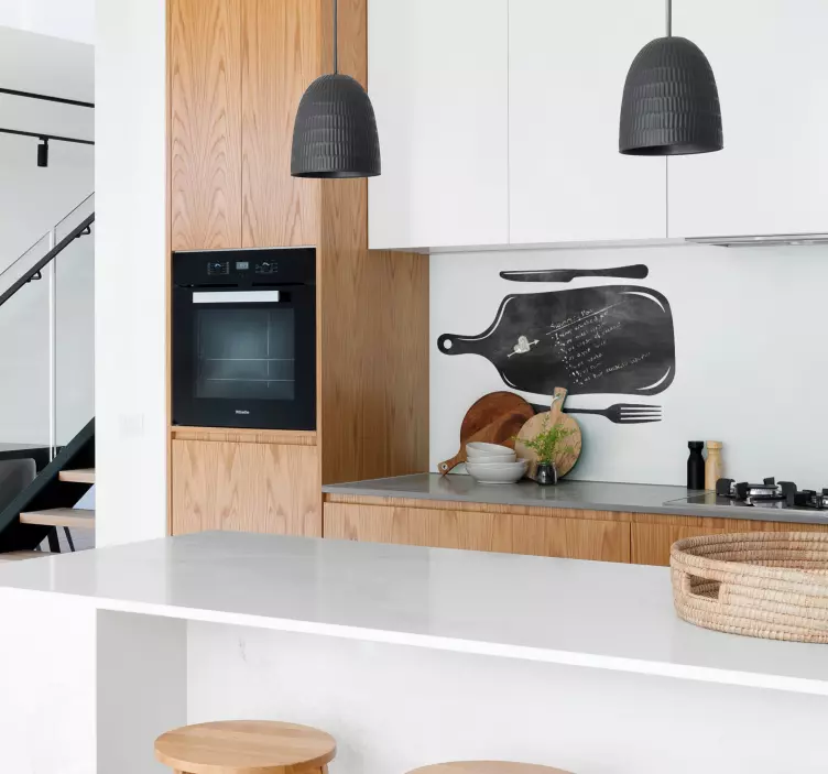 Vinilo pizarra cocina diseño tabla cortar - TenVinilo