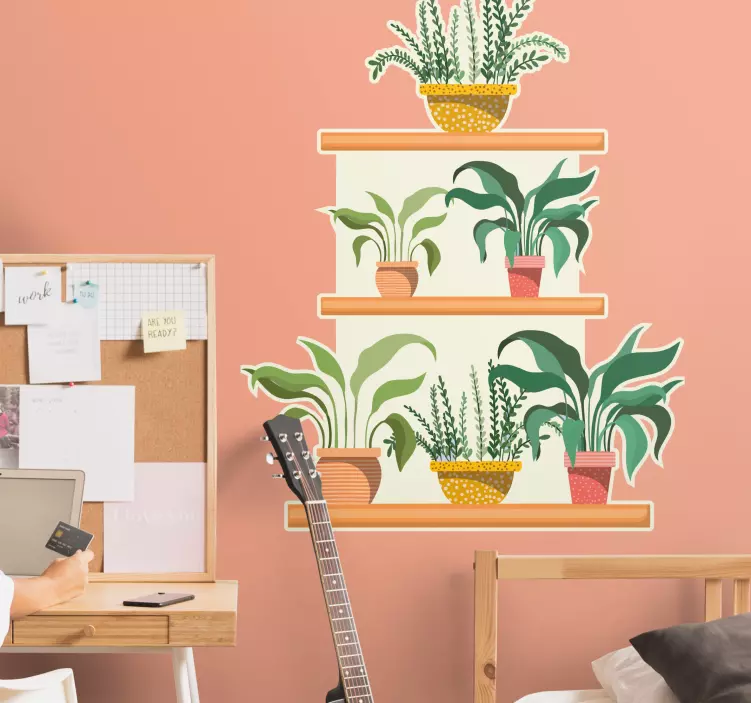 Vinilo planta arreglo de follaje en macetas - TenVinilo