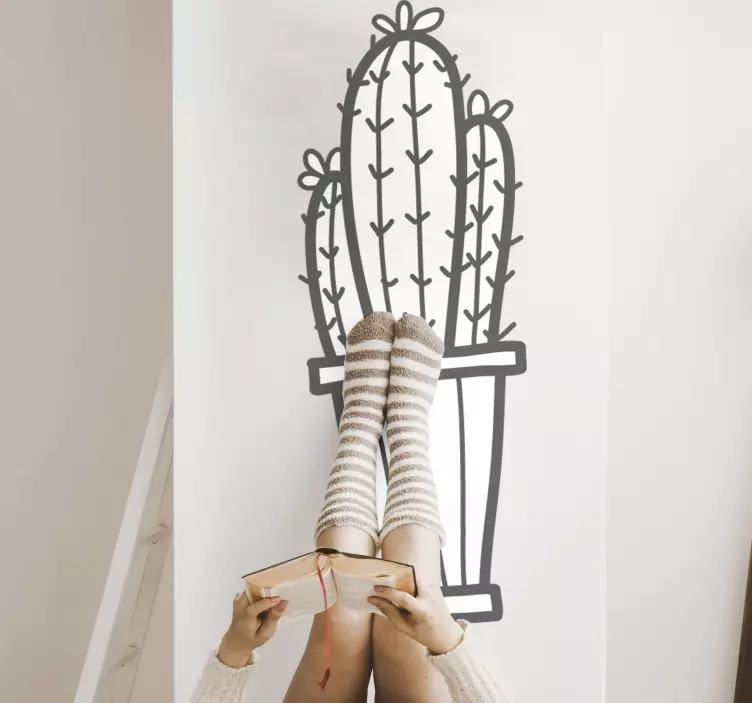 Vinilo planta cactus en maceta - TenVinilo