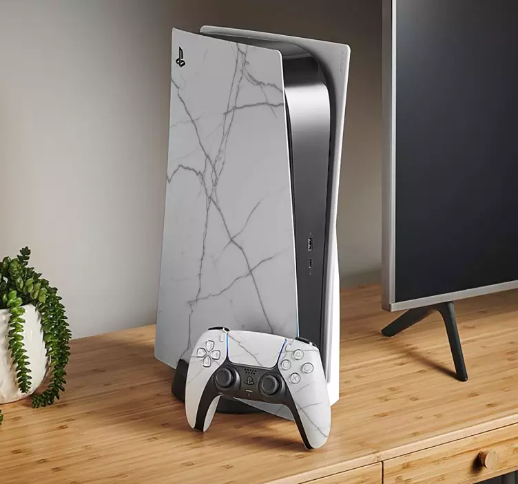 Skin PS5 imitación mármol blanco - TenVinilo
