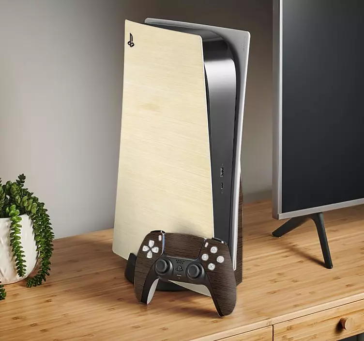 Skin PS5 textura imitación madera - TenVinilo