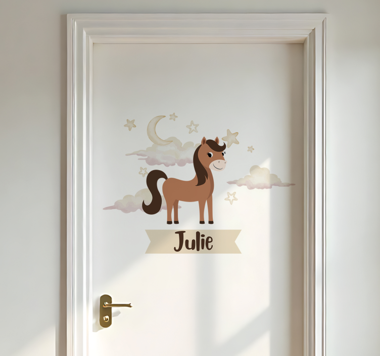 Vinilo puerta caballo personalizado para habitación infantil - TenVinilo