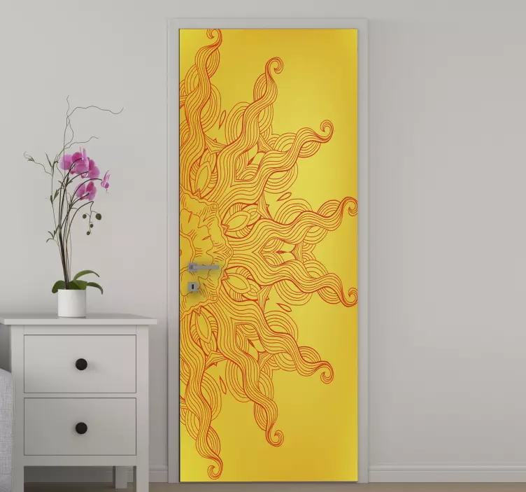 Vinilo puerta patrón radiante de rayos de sol - TenVinilo