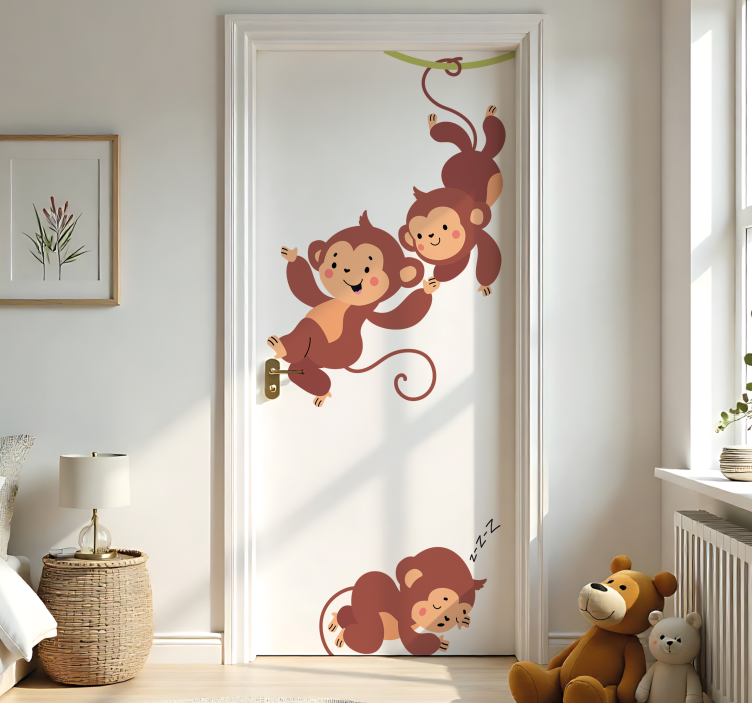 Vinilo puerta monos para habitación infantil - TenVinilo