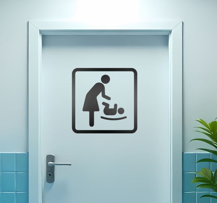 Vinilo puerta señal cambiador de bebe - TenVinilo