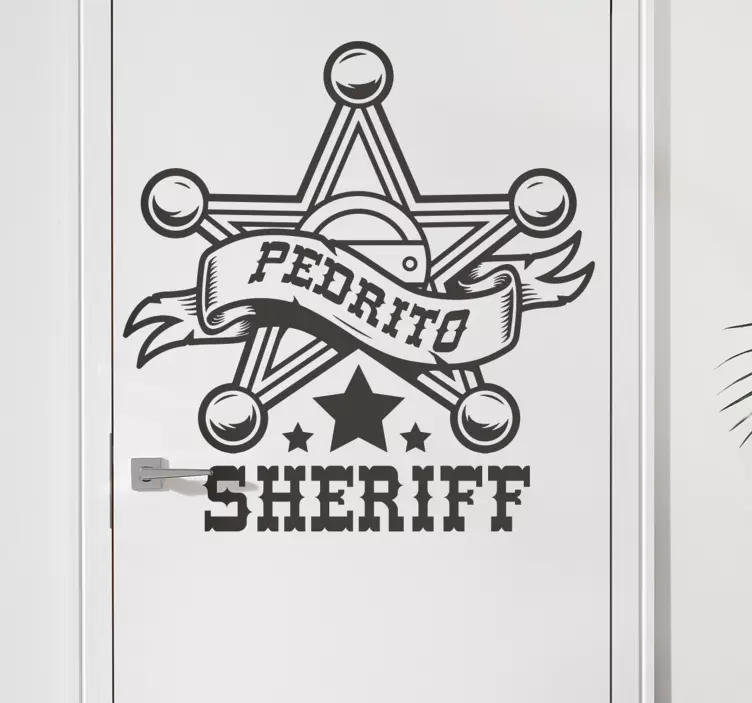Vinilo para puerta sheriff con nombre - TenVinilo