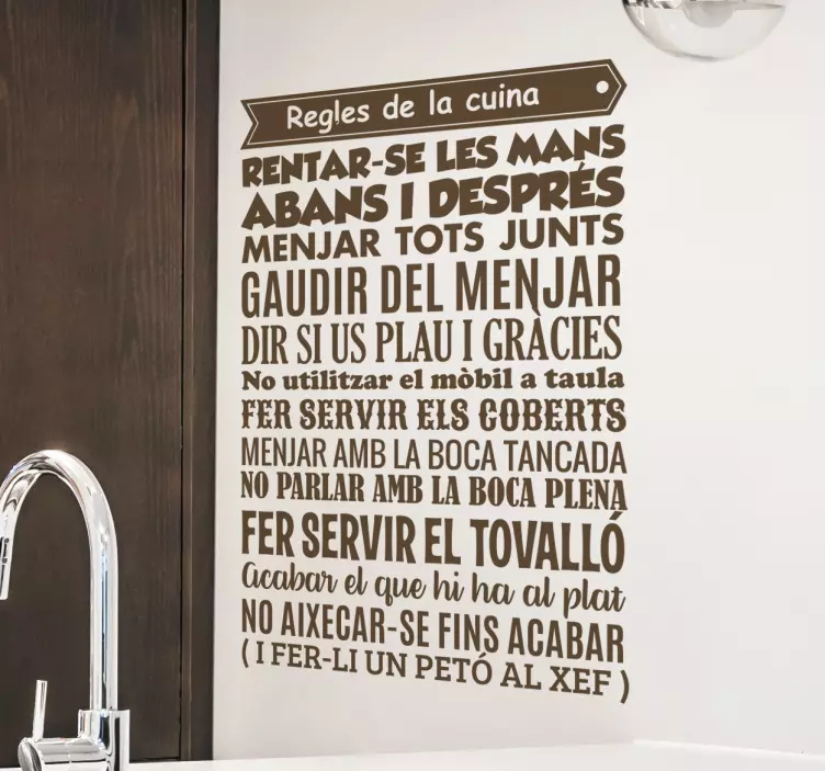 Vinilo regles cuina catalán - TenVinilo