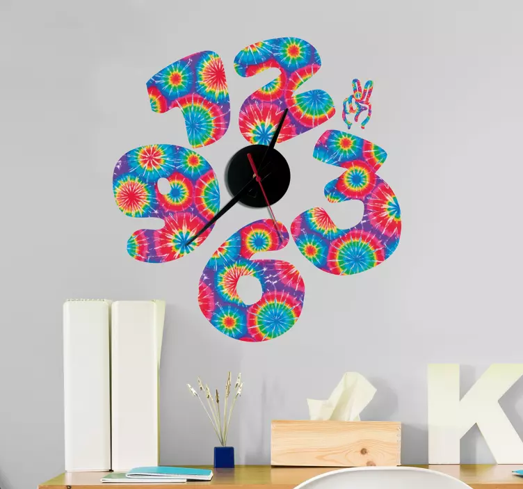 Vinilo reloj pared  tie dye - TenVinilo