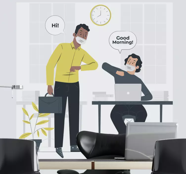 Vinilo saludos matutinos en la oficina - TenVinilo