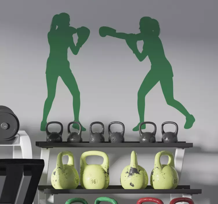 Vinilo silueta combate boxeadoras - TenVinilo