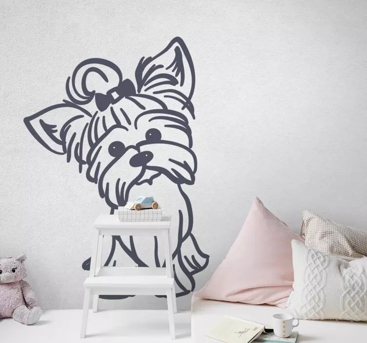 Vinilo Silueta Yorkshire monocolor - TenVinilo