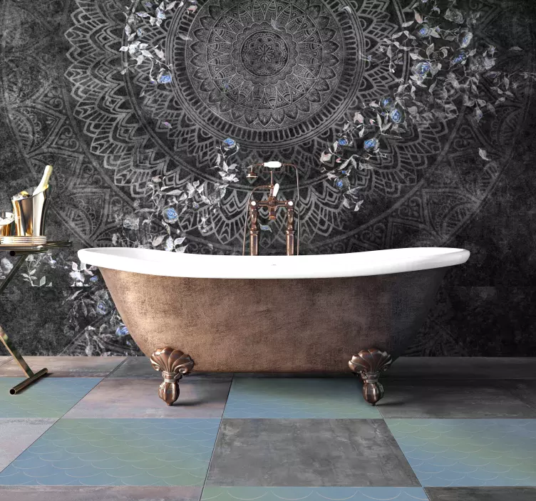 Pegatina para suelo azulejos azules - TenVinilo